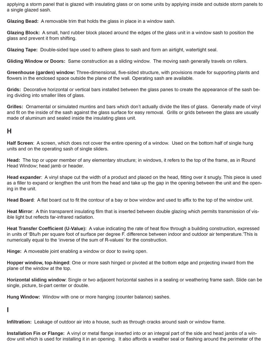 Polaris windows, patio doors, and entry doors glossary terms page 4