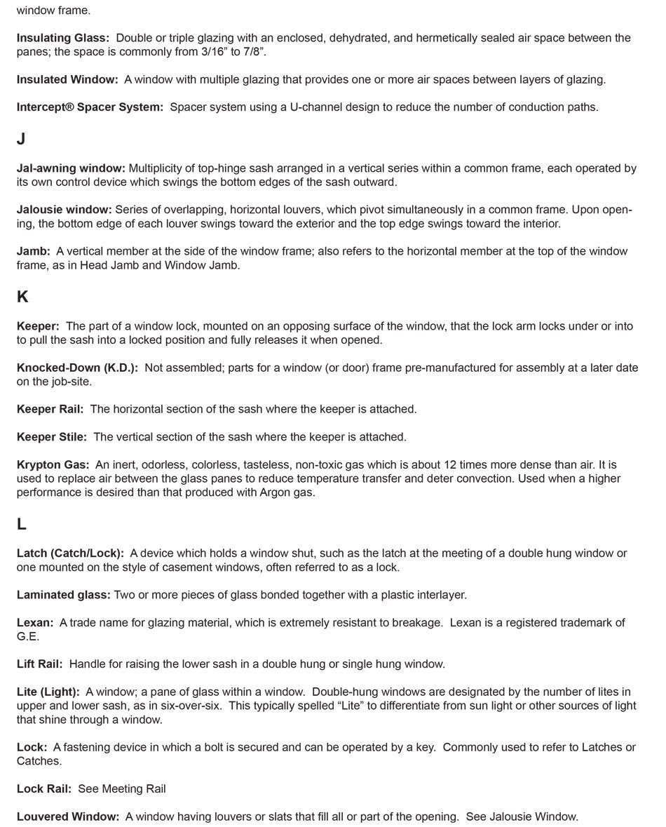 Polaris windows, patio doors, and entry doors glossary terms page 5